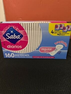Saba Diarios Regular Pantiliners - Pink & Light Blue Packaging (160 Count, 4x40)